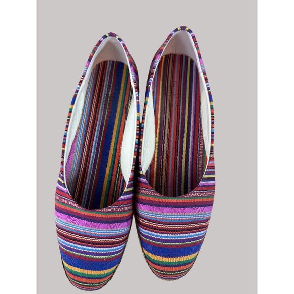 Beacon Women's Striped Multicolor Woven Step In Flats Sz 10N - Picture 1 of 15